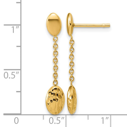 Polished and Dia-cut Oval Fancy Dangle Post Earrings