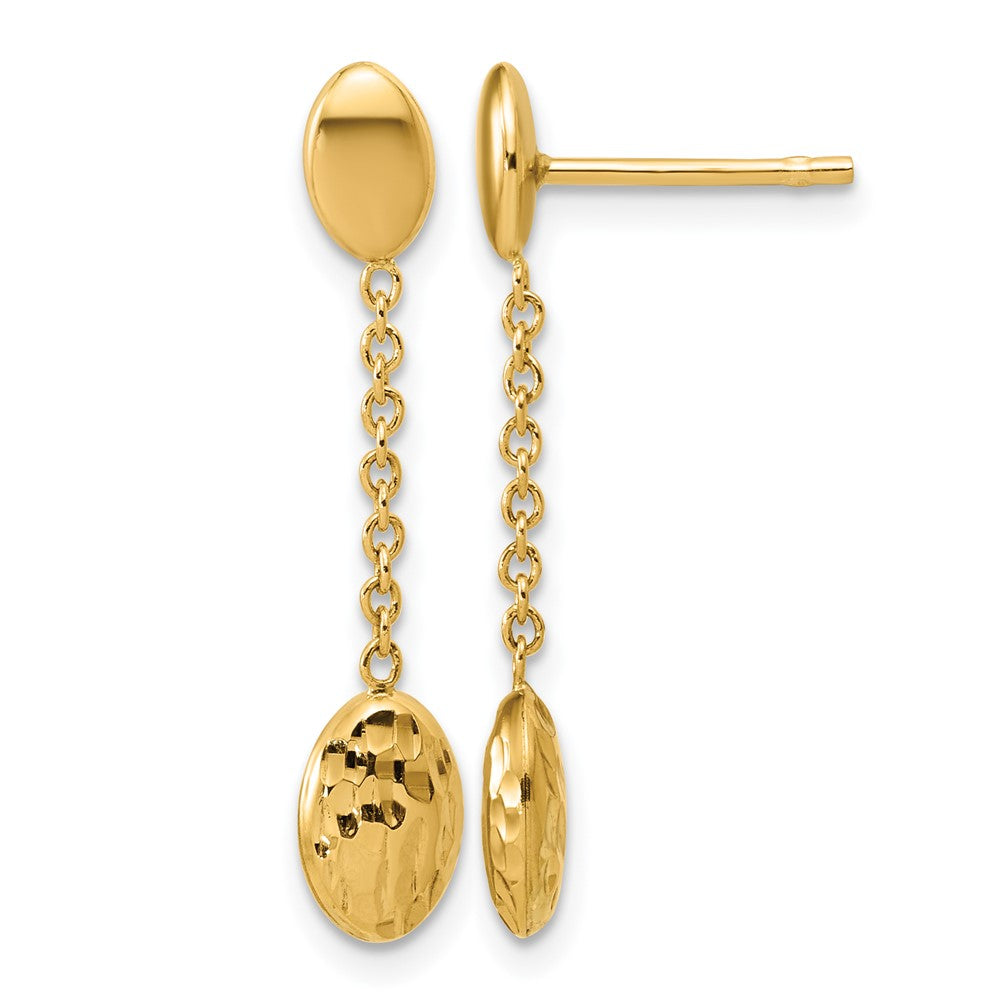 Polished and Dia-cut Oval Fancy Dangle Post Earrings