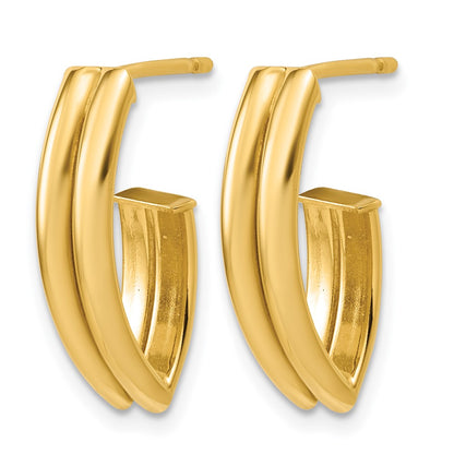 Polished and Grooved J-Hoop Earrings