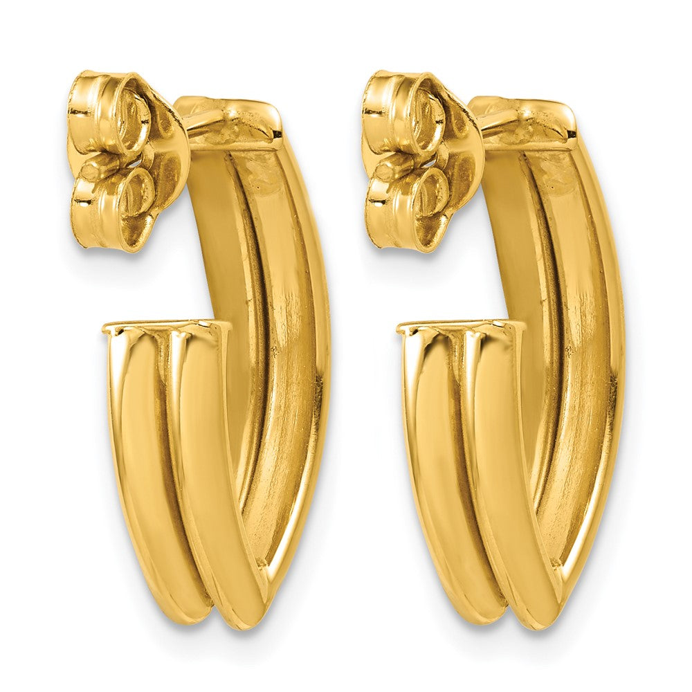 Polished and Grooved J-Hoop Earrings