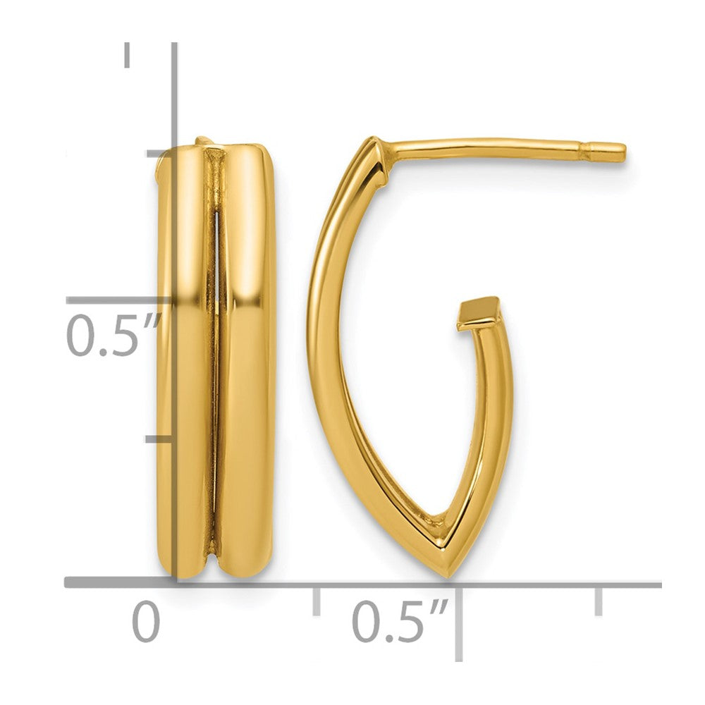 Polished and Grooved J-Hoop Earrings