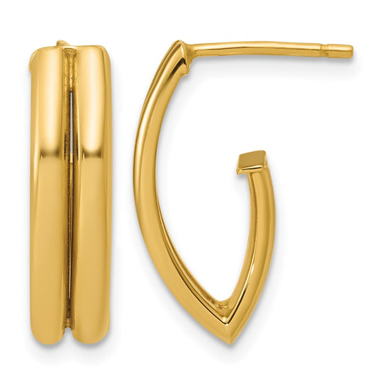 Polished and Grooved J-Hoop Earrings