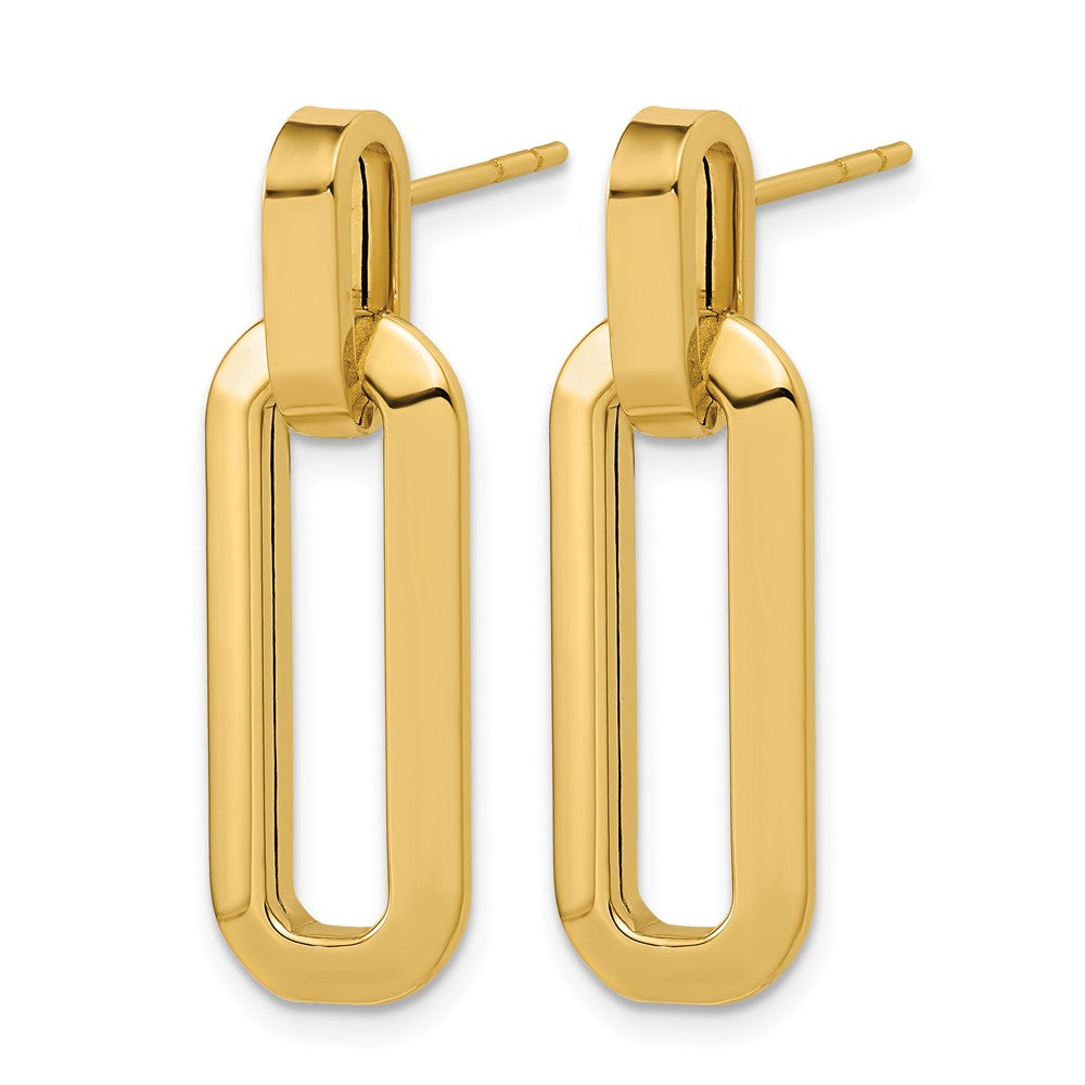 Polished Fancy Link Dangle Post Earrings - 9.1mm