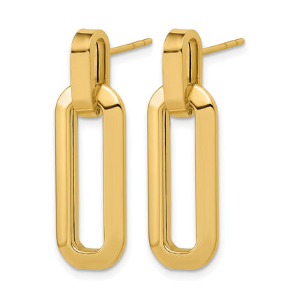 Polished Fancy Link Dangle Post Earrings - 9.1mm