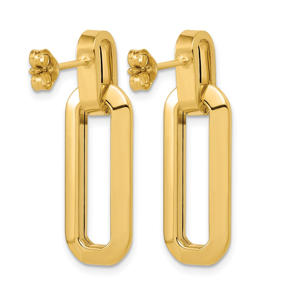 Polished Fancy Link Dangle Post Earrings - 9.1mm