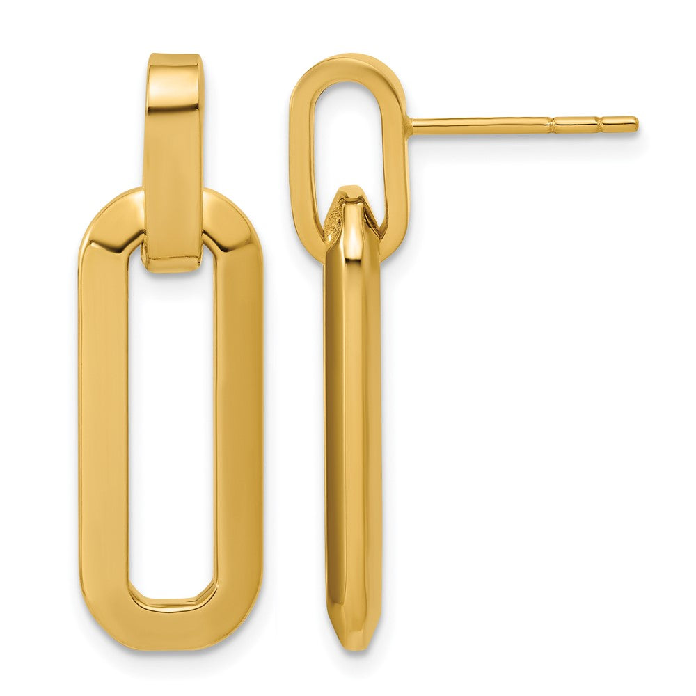 Polished Fancy Link Dangle Post Earrings - 9.1mm