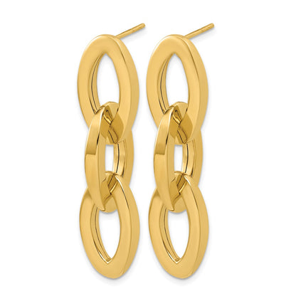 Polished Fancy Link Dangle Post Earrings - 12.2mm