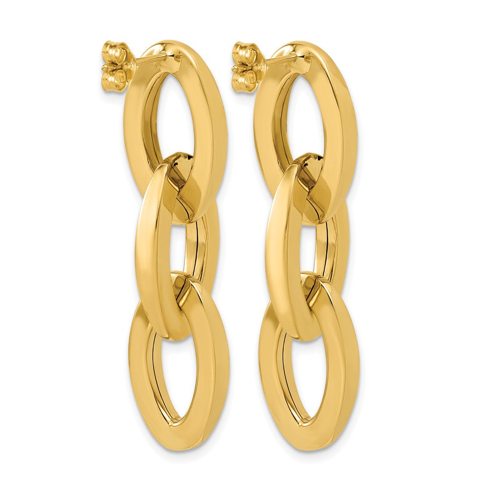 Polished Fancy Link Dangle Post Earrings - 12.2mm