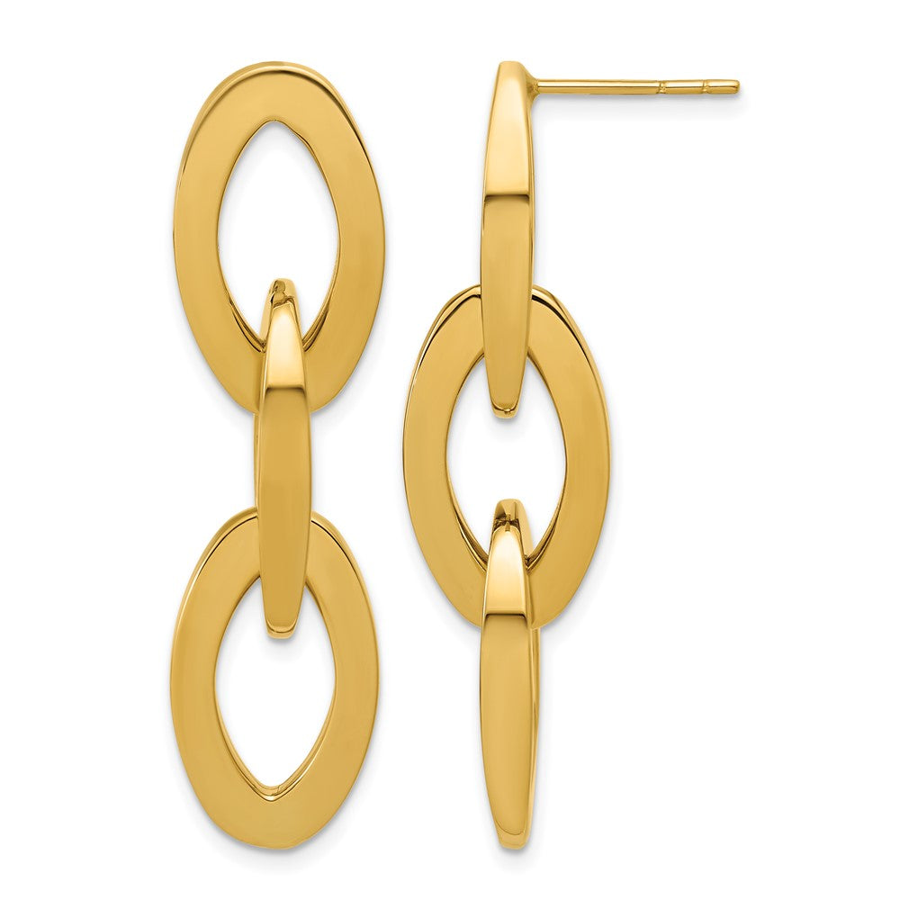 Polished Fancy Link Dangle Post Earrings - 12.2mm