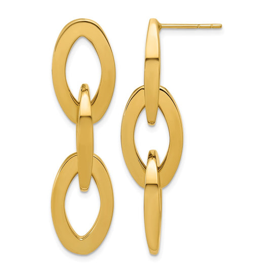Polished Fancy Link Dangle Post Earrings - 12.2mm