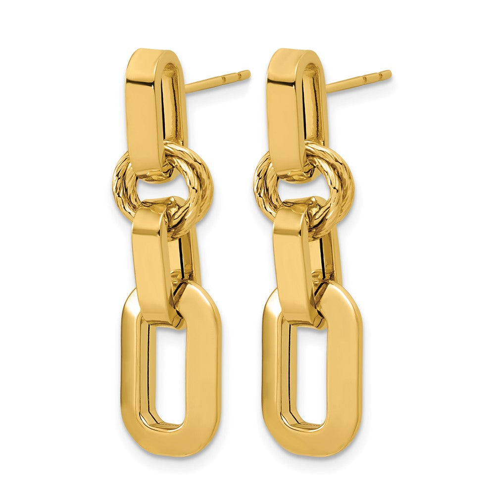 Polished Fancy Link Dangle Post Earrings - 9.2mm