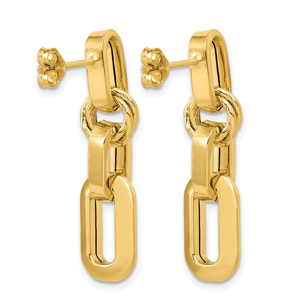 Polished Fancy Link Dangle Post Earrings - 9.2mm