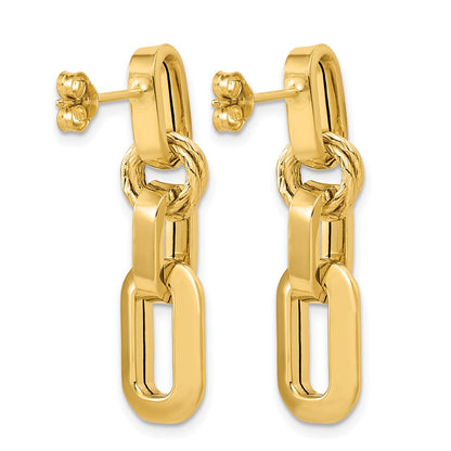 Polished Fancy Link Dangle Post Earrings - 9.2mm
