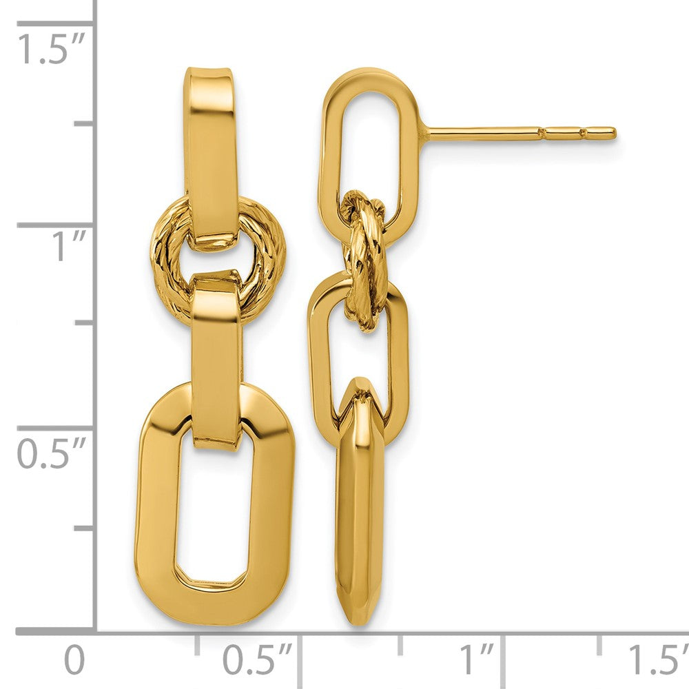 Polished Fancy Link Dangle Post Earrings - 9.2mm