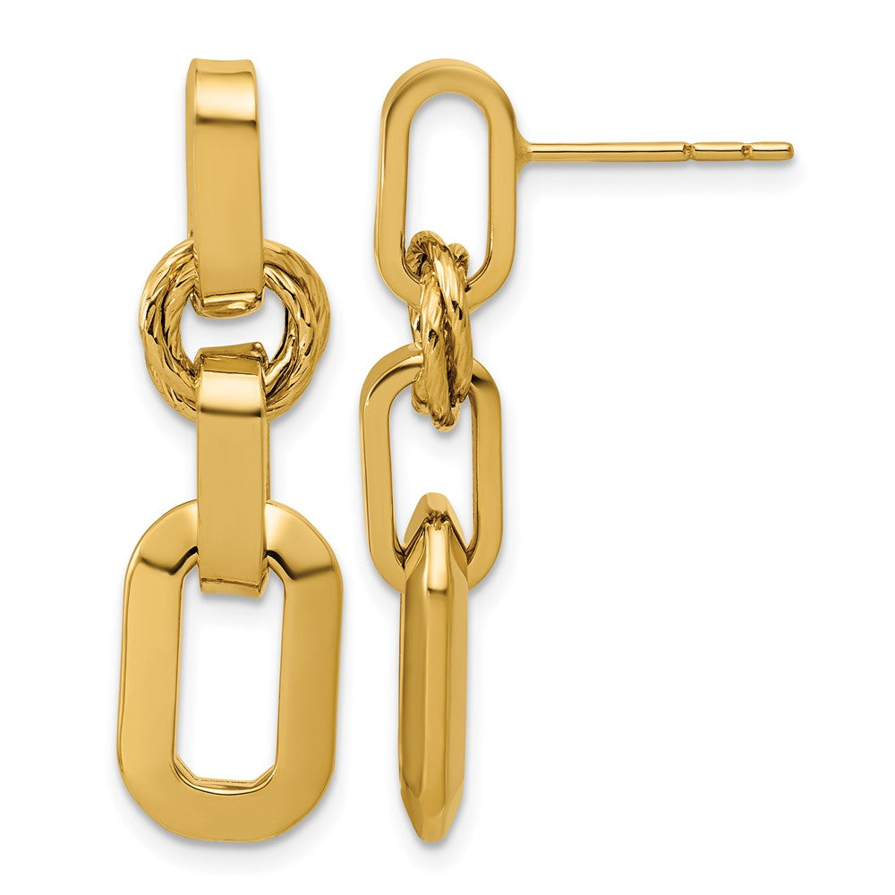 Polished Fancy Link Dangle Post Earrings - 9.2mm