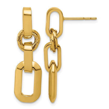 Polished Fancy Link Dangle Post Earrings - 9.2mm