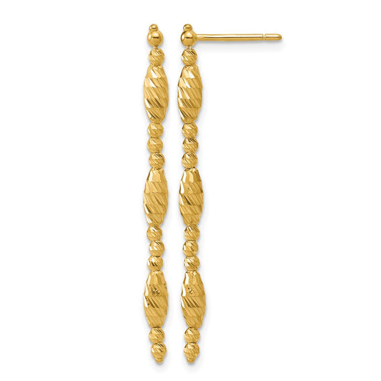 Polished and Diamond-cut Beaded Fancy Dangle Post Earrings