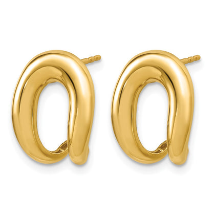 Polished Fancy J-Hoop Post Earrings