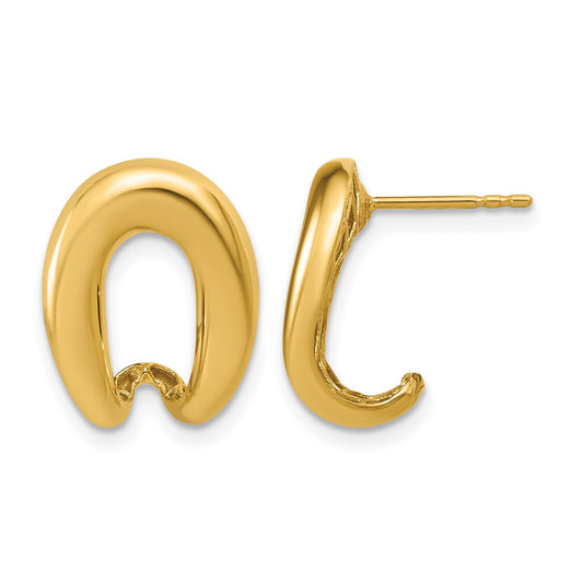 Polished Fancy J-Hoop Post Earrings