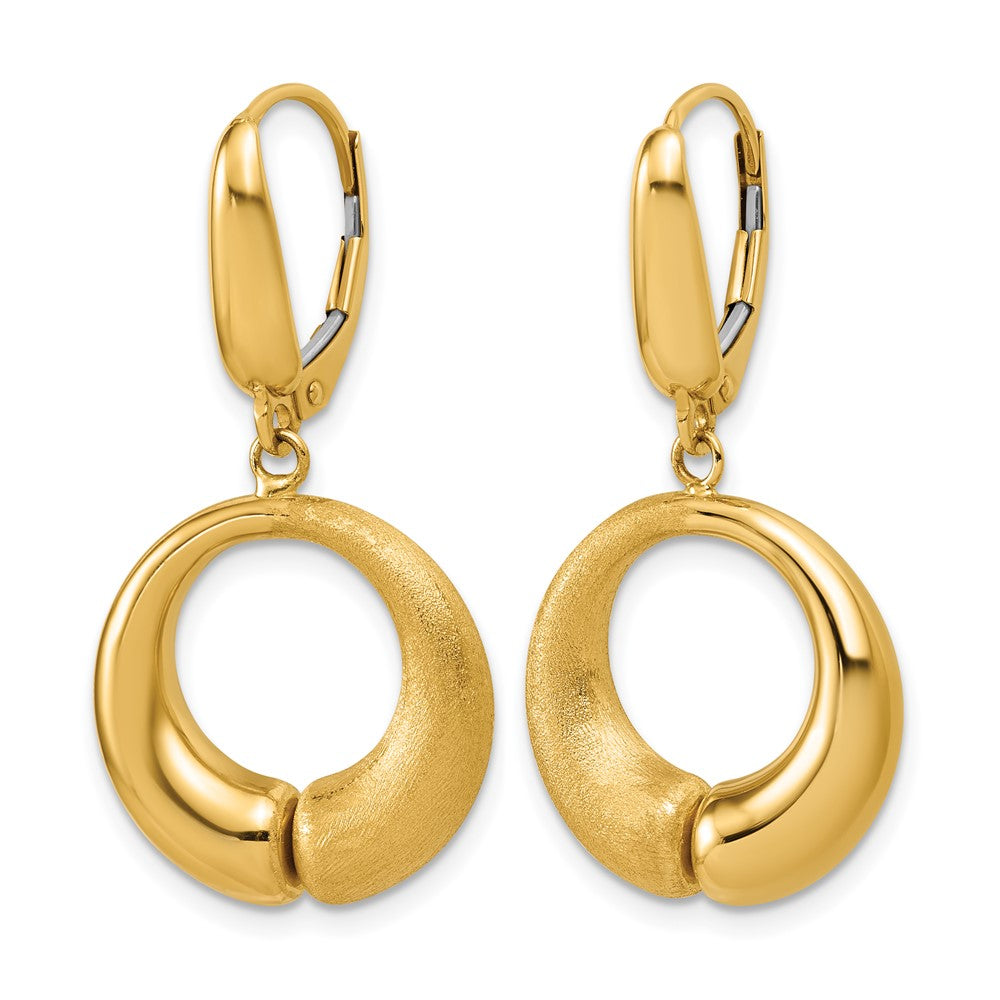 Polished and Brushed Circle Leverback Earrings