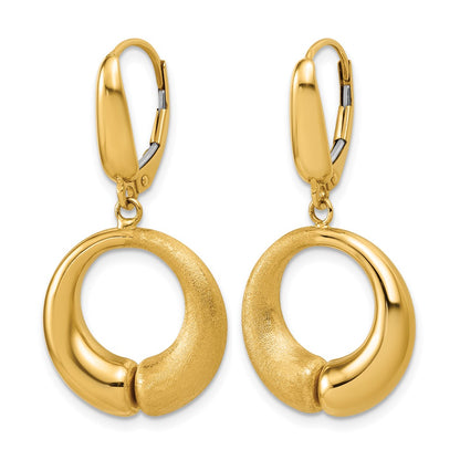 Polished and Brushed Circle Leverback Earrings