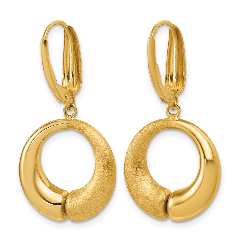 Polished and Brushed Circle Leverback Earrings