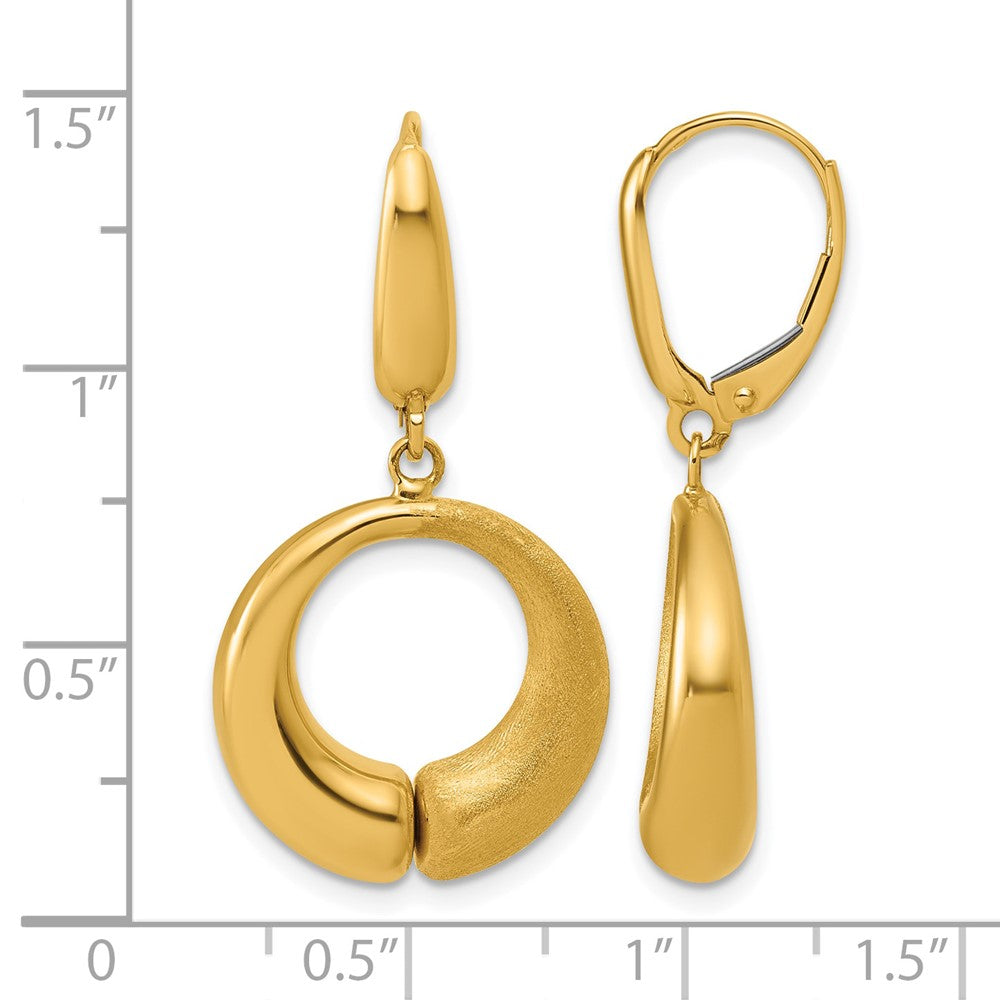 Polished and Brushed Circle Leverback Earrings