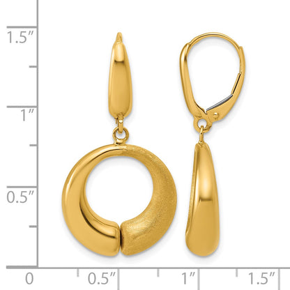 Polished and Brushed Circle Leverback Earrings