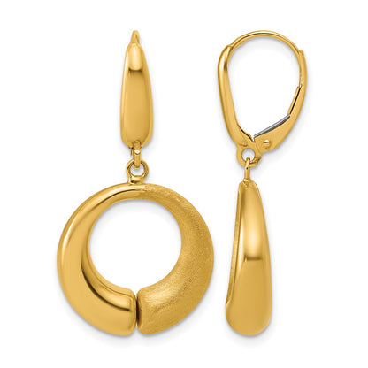 Polished and Brushed Circle Leverback Earrings