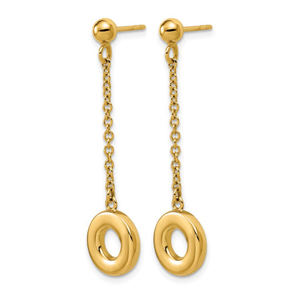 Polished Circle Dangle Post Earrings - 10.6mm