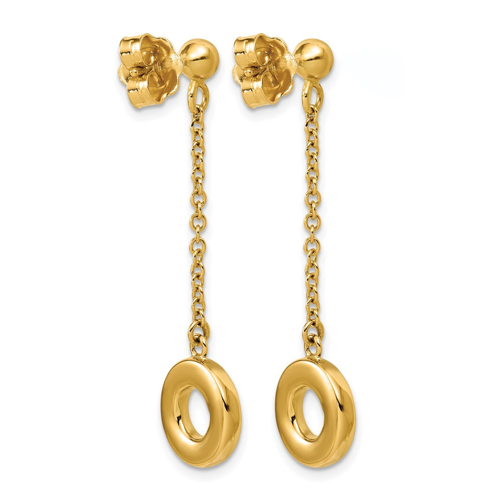 Polished Circle Dangle Post Earrings - 10.6mm