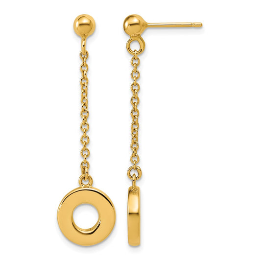 Polished Circle Dangle Post Earrings - 10.6mm