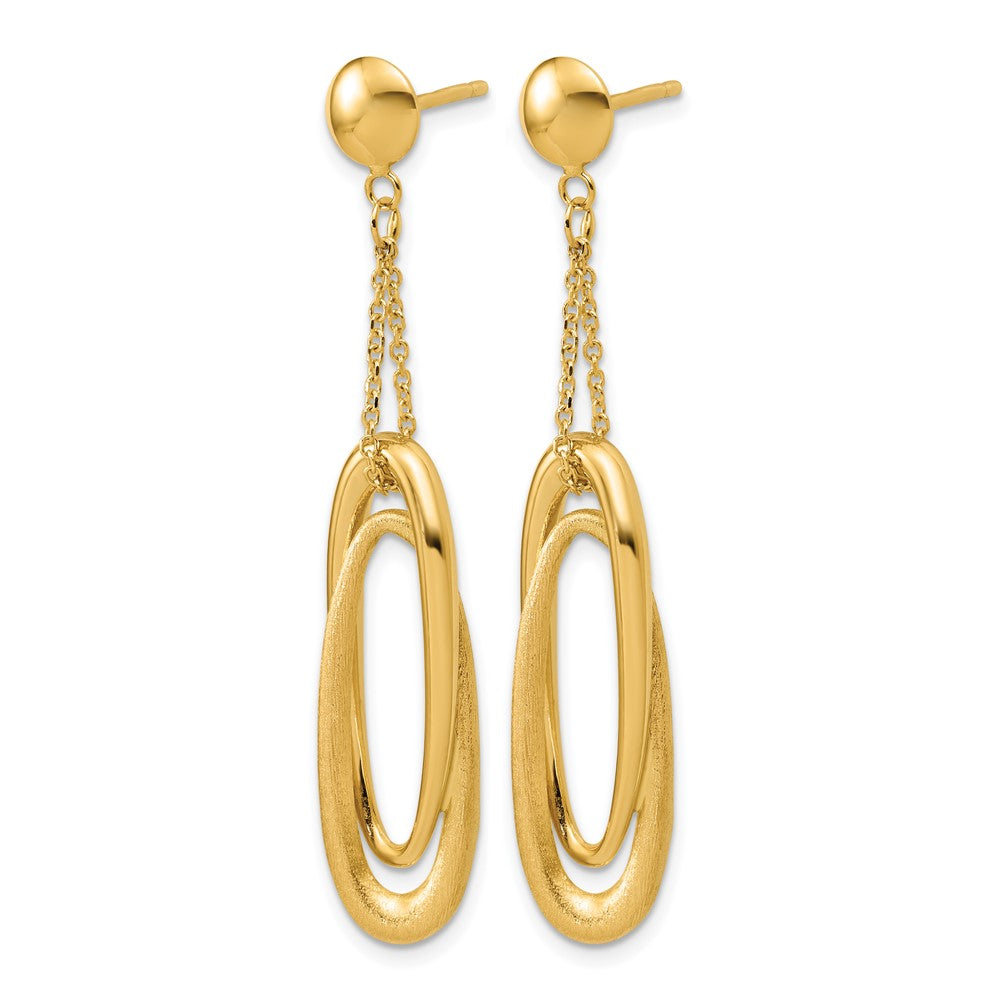 Polished and Brushed Fancy Oval Dangle Post Earrings
