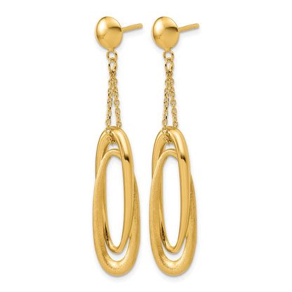 Polished and Brushed Fancy Oval Dangle Post Earrings