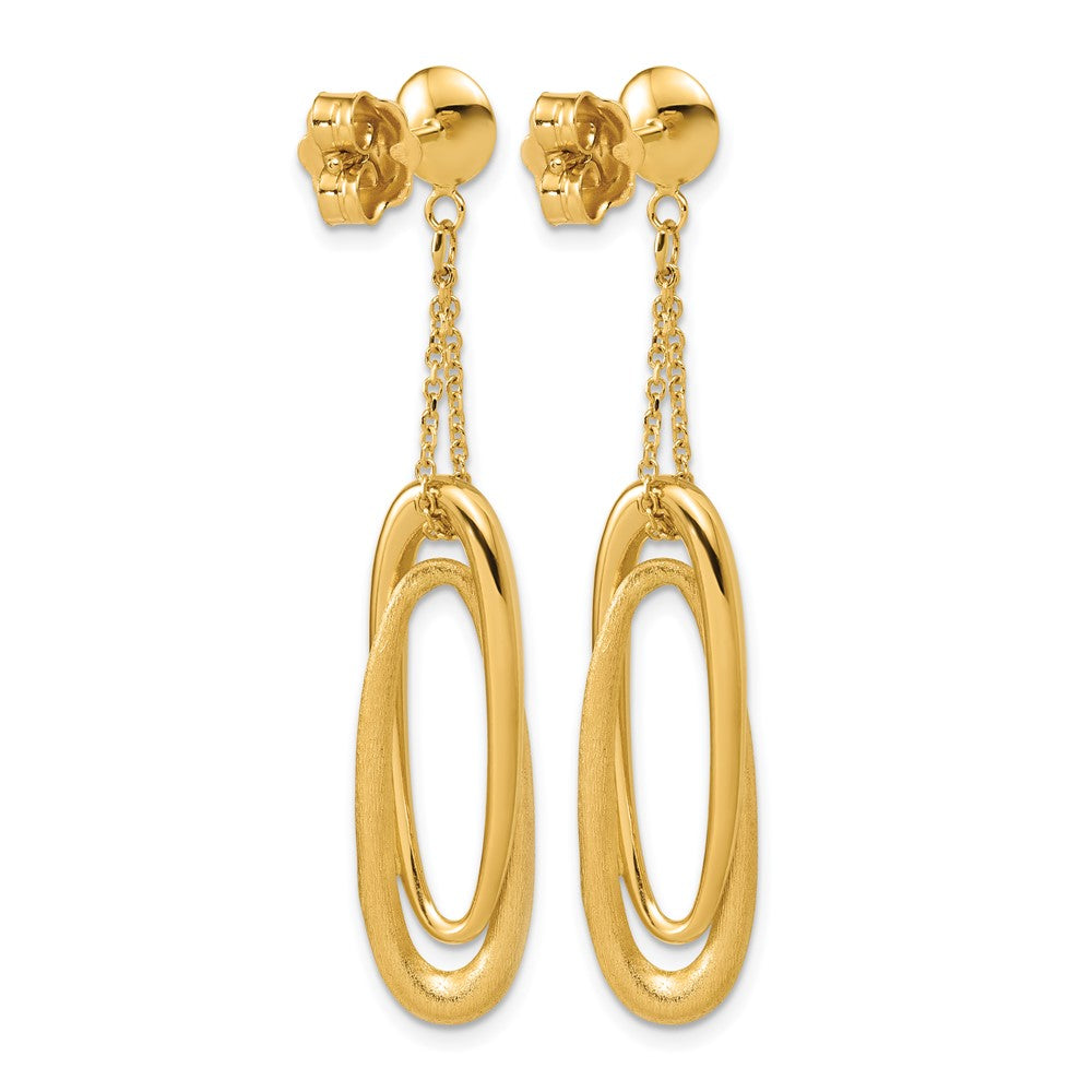 Polished and Brushed Fancy Oval Dangle Post Earrings