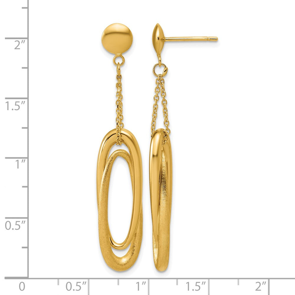 Polished and Brushed Fancy Oval Dangle Post Earrings