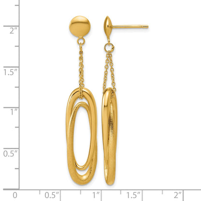 Polished and Brushed Fancy Oval Dangle Post Earrings