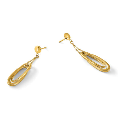 Polished and Brushed Fancy Oval Dangle Post Earrings
