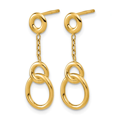 Polished Circle Dangle Post Earrings - 10mm