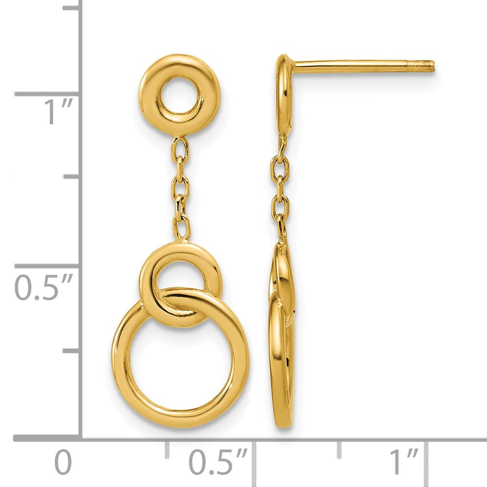 Polished Circle Dangle Post Earrings - 10mm