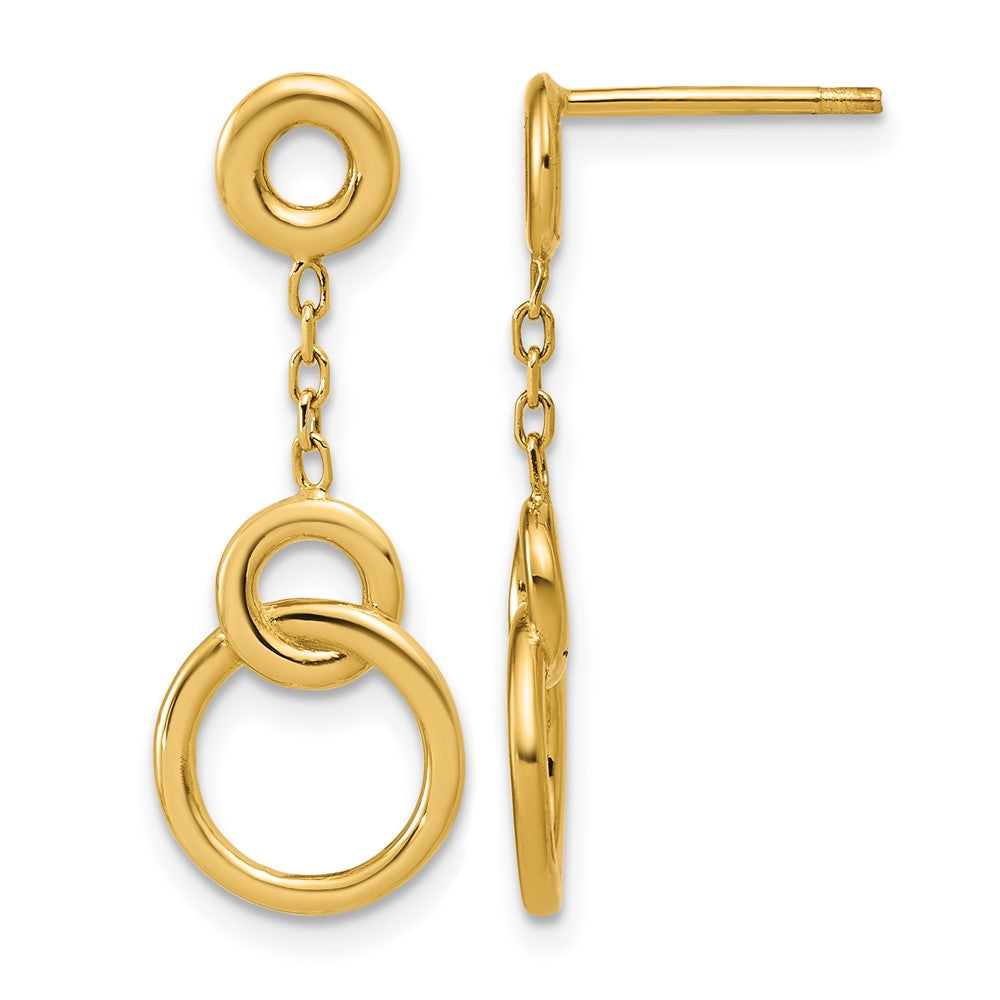 Polished Circle Dangle Post Earrings - 10mm