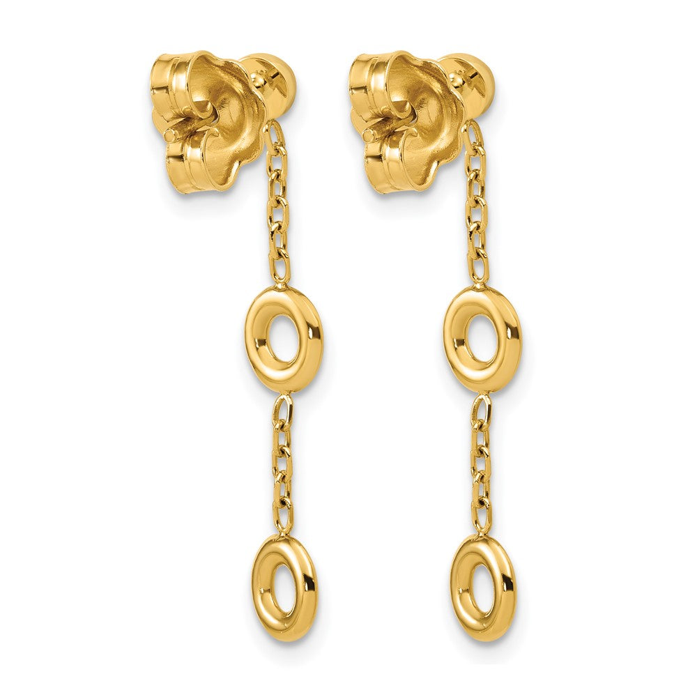 Polished Circle Post Dangle Earrings - 5.7mm