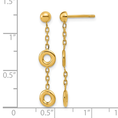 Polished Circle Post Dangle Earrings - 5.7mm