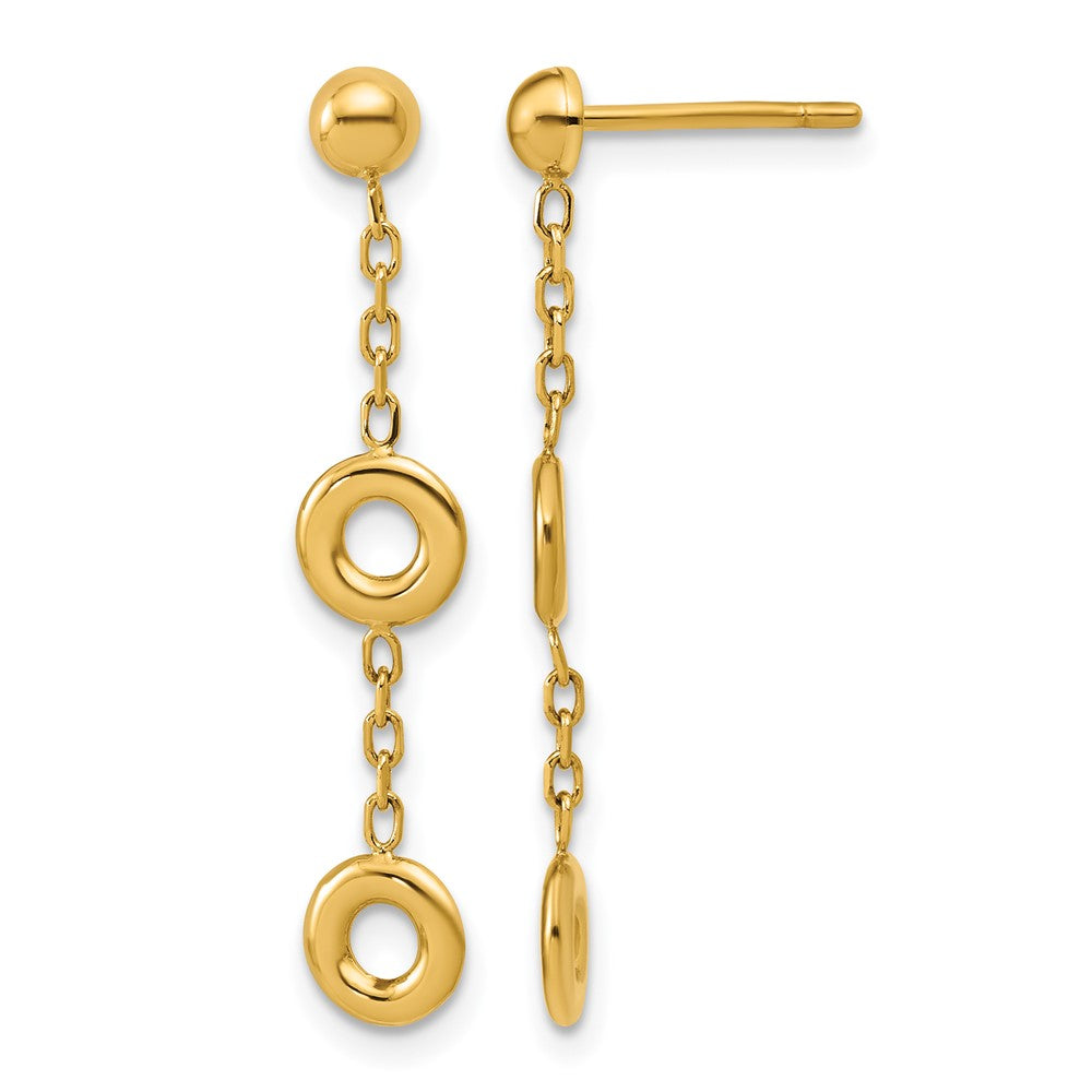 Polished Circle Post Dangle Earrings - 5.7mm