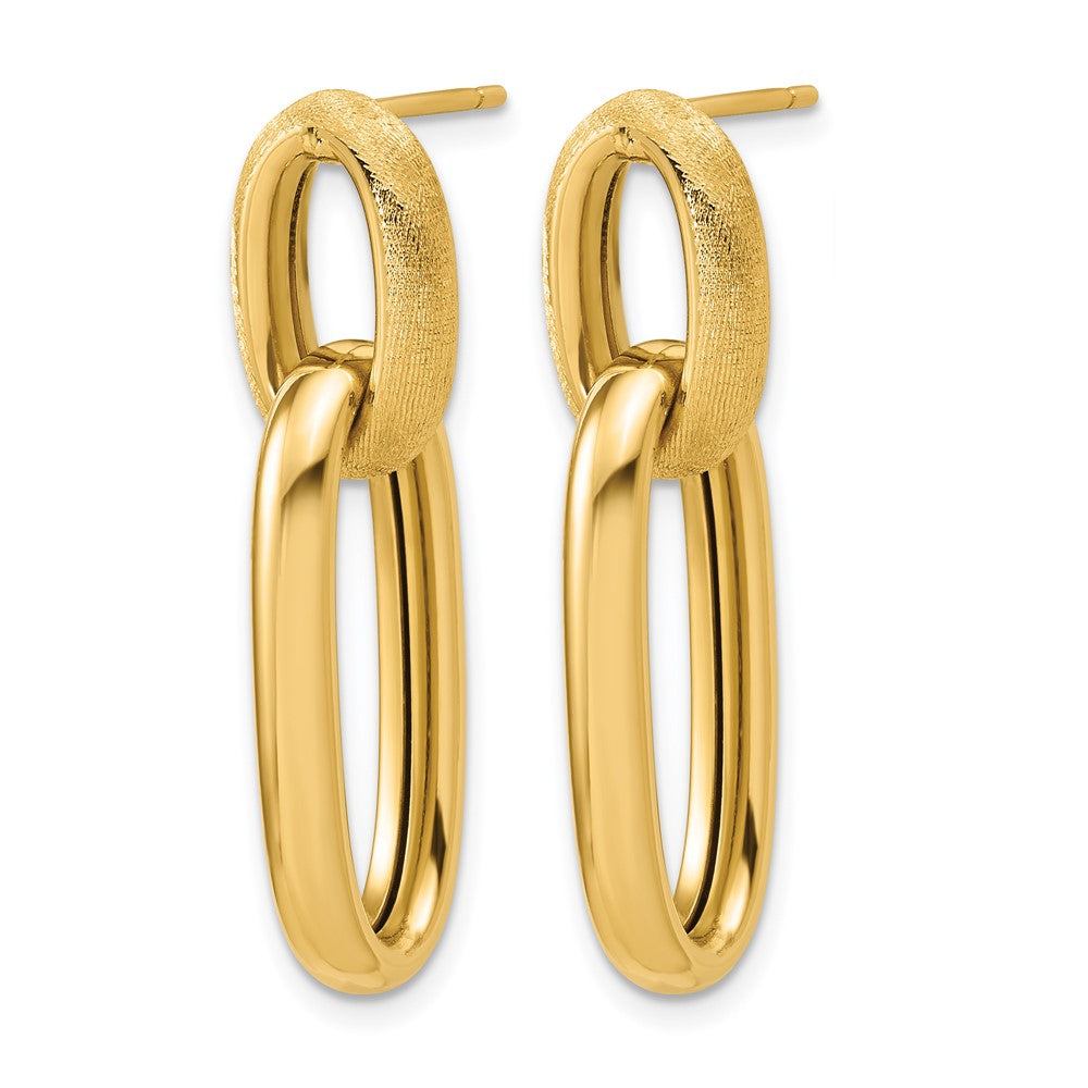 Polished and Brushed Ovals Dangle Post Earrings - 10.5mm