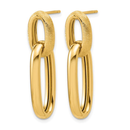 Polished and Brushed Ovals Dangle Post Earrings - 10.5mm