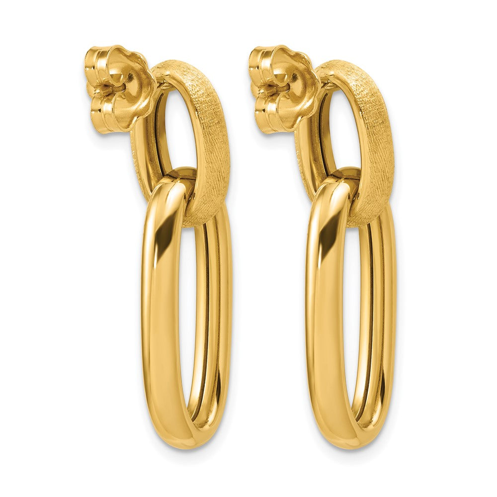 Polished and Brushed Ovals Dangle Post Earrings - 10.5mm