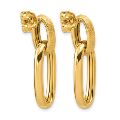 Polished and Brushed Ovals Dangle Post Earrings - 10.5mm