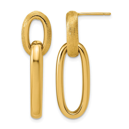 Polished and Brushed Ovals Dangle Post Earrings - 10.5mm