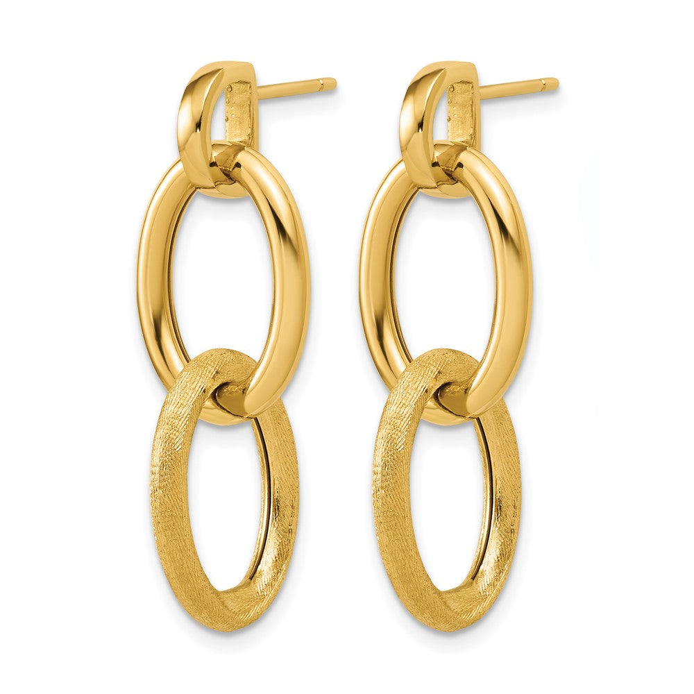 Polished and Brushed Ovals Dangle Post Earrings - 13mm